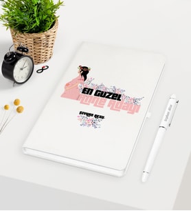 BK Gift Kişiye Özel En Güzel Anne Adayı Beyaz Defter Kalem Seti - 2