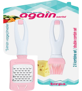 Again Saplı Mini Rende & Silikon Yumurta Fırçası Seti