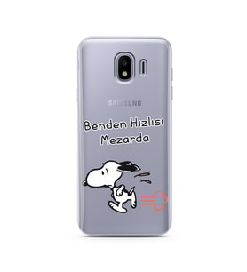 Snoopy Tasarımlı Süper Şeffaf Silikon Telefon Kılıfı Samsung J4
