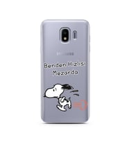 Snoopy Tasarımlı Süper Şeffaf Silikon Telefon Kılıfı Samsung J4