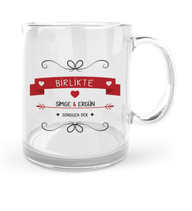 BK Gift Kişiye Özel Sevgililer Günü Temalı Cam Kupa Bardak  46