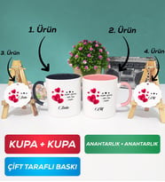 İkili Siyah Pembe Sevgililer Günü Hediyesi Kupa Bardak Anahtarlık