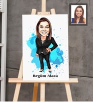 Kişiye Özel Patron Karikatürlü  Ahşap Tablo 30x47 Bayan-23