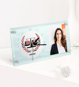 BK Gift Kişiye Özel Avukat Temalı Masaüstü Cam Saat - 2 (Beyaz)