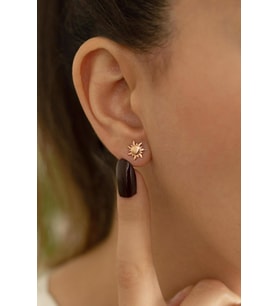 Güneş Model Gümüş Küpe -Rose
