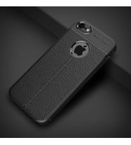 Apple iPhone 5 Kılıf Zore Niss Deri Desenli Silikon Kılıf (Siyah)
