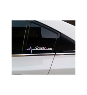 Kia Picanto Yan Cam Sticker Oto Kapı  20 Cm X 7 Cm Holo-Chroma