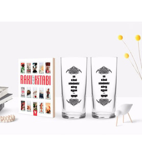 BK Gift Kişiye Özel Renkli Baskılı En Kötü Günümüz Böyle Olsun Tasarımlı İkili Rakı Bardağı ve Rakı Cep Kitabı Hediye Seti-2 (Model 1)
