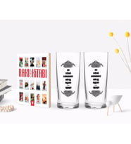 BK Gift Kişiye Özel Renkli Baskılı En Kötü Günümüz Böyle Olsun Tasarımlı İkili Rakı Bardağı ve Rakı Cep Kitabı Hediye Seti-2 (Model 1)