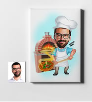 BK Gift Kişiye Özel Bay Kebapçı Karikatür Kanvas Tablo 50x70cm 1