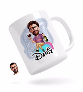 BK Gift Kişiye Özel Erkek Karikatürlü Beyaz Kupa Bardak-2