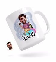 BK Gift Kişiye Özel Erkek Karikatürlü Beyaz Kupa Bardak-2