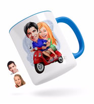 BK Gift Kişiye Özel Sevgililer Karikatürlü Mavi Kupa Bardak-10