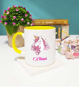 Unicorn Tasarımlı Unicorn Kupa Bardak Sarı