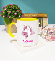 Unicorn Tasarımlı Unicorn Kupa Bardak Sarı