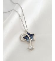 Papatya Silver 925 Ayar Gümüş Mavi Akışlı Kayan Yıldız Kolye (Gümüş)