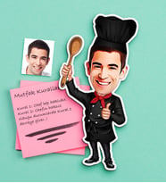 BK Gift Kişiye Özel Bay Chef Karikatürlü Ahşap Magnet-3 (Çok Renkli)