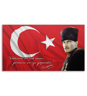 ''Güner Ofis'' Mustafa Kemal Atatürk Tablosu Deri Üzerine Kanvas Tablo 80x130