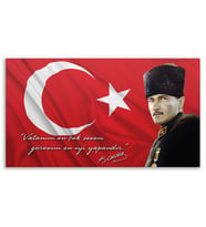 ''Güner Ofis'' Mustafa Kemal Atatürk Tablosu Deri Üzerine Kanvas Tablo 80x130