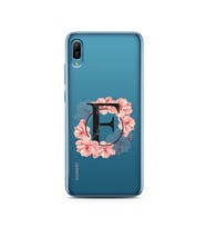 Pembe Çiçekli Harf Tasarım Süper Şeffaf Silikon Telefon Kılıfı Huawei Y6 2019 F-