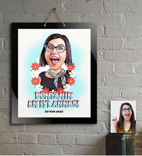 BK Gift Kişiye Özel Dünyanın En İyi Annesi Karikatür Ahşap Tablo