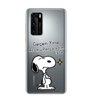 Snoopy Tasarımlı Süper Şeffaf Silikon Telefon Kılıfı Huawei P40 Pro