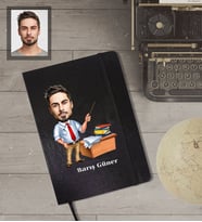 Kişiye Özel Öğretmen Karikatürlü Siyah Defter Bay-4