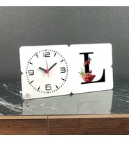 L Harfi Ahşap Masa Saati