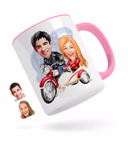 BK Gift Kişiye Özel Sevgililer Karikatürlü Pembe Kupa Bardak-12