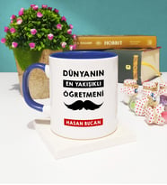 Dünyanın En Yakışıklı Öğretmeni Kupa Bardak Lacivert