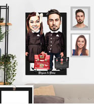 Kişiye Özel enler Siyah Önlük Karikatürlü 3D Ahşap Tablo 30x47 Sevgili-1