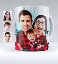 BK Gift Kişiye Özel Aile Karikatürlü Beyaz Kupa Bardak  2