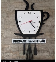 Kişiye Özel Mutfak Desenli Duvar Saati (Siyah - Beyaz)