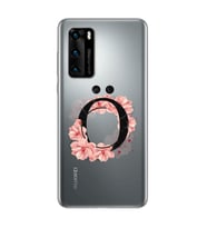 Pembe Çiçekli Harf Tasarım Süper Şeffaf Silikon Telefon Kılıfı Huawei P40 Pro Ö-