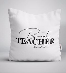 BK Gift Kişiye Özel En İyi Öğretmen Beyaz Yastık-17