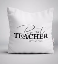 BK Gift Kişiye Özel En İyi Öğretmen Beyaz Yastık-17