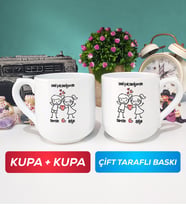 İkili Kişiye Özel Sevgililer Günü Hediyesi Kupa Bardak Oval