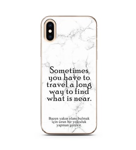 Iphone Xs Beyaz Mermer Söz Tasarımlı Telefon Kılıfı