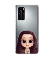 Kıvırcık Saçlı Kız Tasarımlı Süper Şeffaf Silikon Telefon Kılıfı Huawei P40 Pro