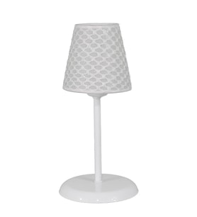Şenay Aydınlatma Modern Metal Ayak Konik PVC Küçük Abajur-Beyaz File