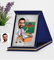 BK Gift Kişiye Özel Bay Öğretmen Karikatürlü Lacivert Plaket  1