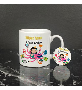 Süper Anne Kupa Bardak ve Anahtarlık Set