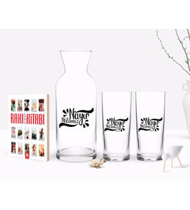 BK Gift Kişiye Özel Renkli Baskılı Yeşilçam Replikleri Nayır Nolamaz Tasarımlı İkili Rakı Bardağı Karaf ve Cep Kitabı Hediye Seti-1 (Model 1)