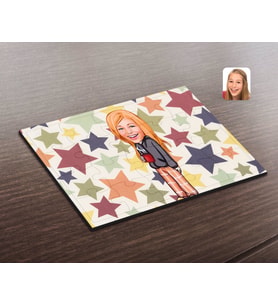 BK Gift Kişiye Özel Kadın Karikatürlü Ahşap Puzzle-100