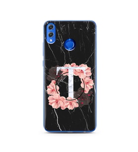 Mermer Çiçekli Harf Tasarım Süper Şeffaf Silikon Telefon Kılıfı Huawei Honor 8X 