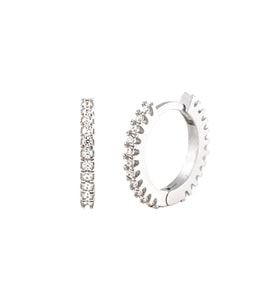 Afrodit Silver Rodyum Korumalı 13 mm Taşlı Halka Gümüş Küpe