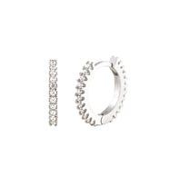 Afrodit Silver Rodyum Korumalı 13 mm Taşlı Halka Gümüş Küpe