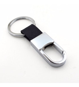 SİYAH DERİ PARLAK METAL ÇENGEL ANAHTARLIK KC842