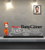 Kişiye Özel İtfaiyeci Karikatürlü Kolay Yetişmiyor Ahşap Biblo Bay-1