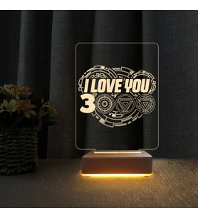 I Love 3000 Demir Adam Gece Lambası 3D Doğum Günü Hediyesi (Sarı)
